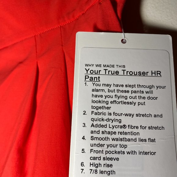 NWT Lululemon True Trouser High Rise Pants - Picture 7 of 9